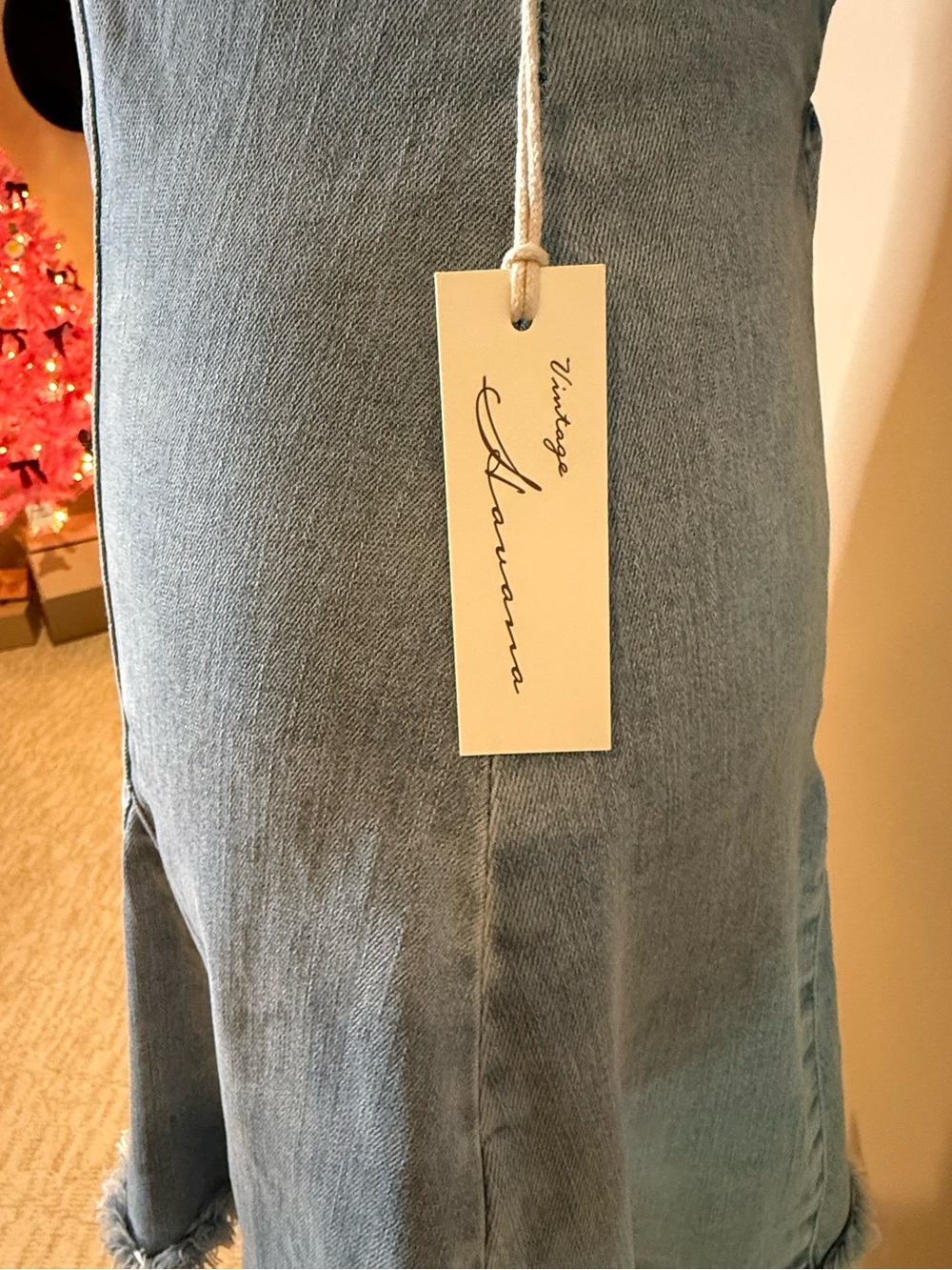 Vintage Havana Light Blue Denim Halter Dress - Picture 3 of 4